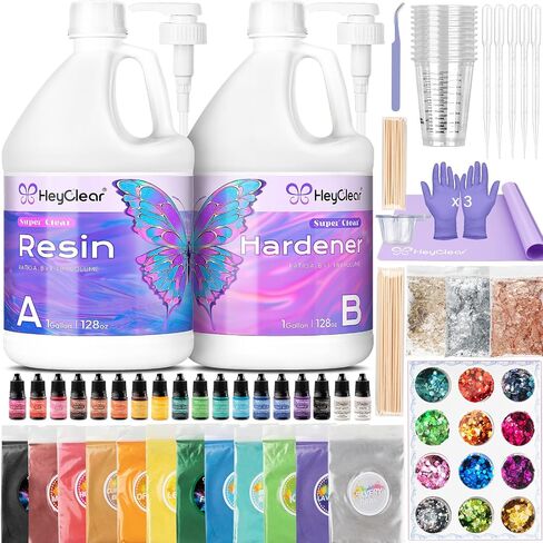 HeyClear Epoxy Resin Kit 32oz Crystal Clear, Hard, DIY Crafts for Adults in Saudi Arabia