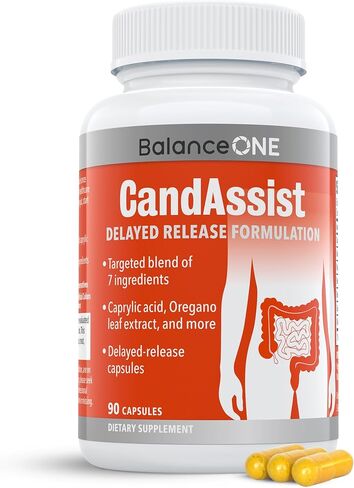 Balance ONE CandAssist Intestinal Flora Balance - Caprylic Acid, Oregano, Berberine - Delayed Release Capsules - Vegan, Non-GMO - 30 Day Supply in Saudi Arabia