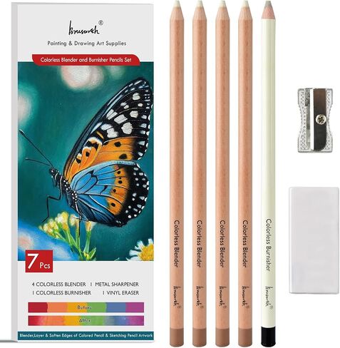 Brusarth Colorless Blender & Burnisher Pencil Set for Colored Pencils in Kuwait