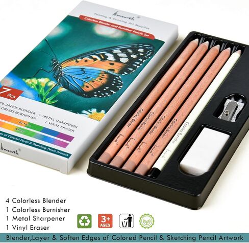 Brusarth Colorless Blender & Burnisher Pencil Set for Colored Pencils in Kuwait