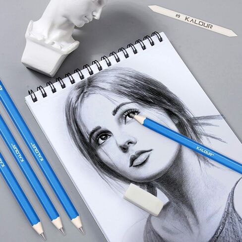 KALOUR 33 Pro Drawing Kit Sketching Pencils Set,Portable Zippered Travel Case-Charcoal Pencils, Sketch Pencils, Charcoal Stick,Sharpener,Eraser.Art Supplies for Artists Beginner Adults Teens in Kuwait