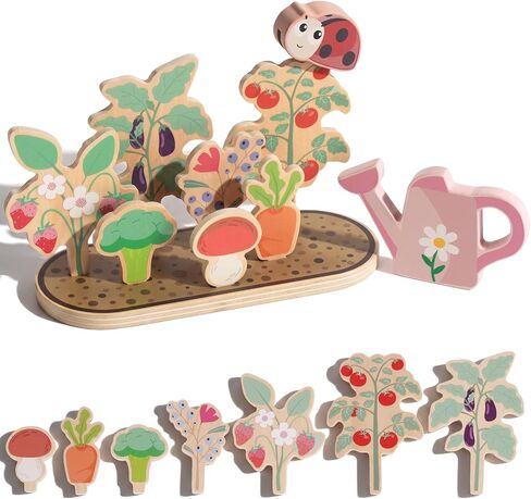 WOODENFUN Wooden Pretend Play Toy for Kids,Flower Plants Garden Playset in Saudi Arabia