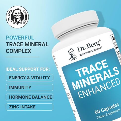 Dr. Berg Trace Minerals Enhanced Complex - Complete with 70+ Nutrient-Dense Health Minerals - Made w/Natural Ingredients - Dietary Supplements - 60 Capsules in Kuwait