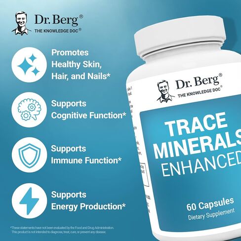 Dr. Berg Trace Minerals Enhanced Complex - Complete with 70+ Nutrient-Dense Health Minerals - Made w/Natural Ingredients - Dietary Supplements - 60 Capsules in Kuwait