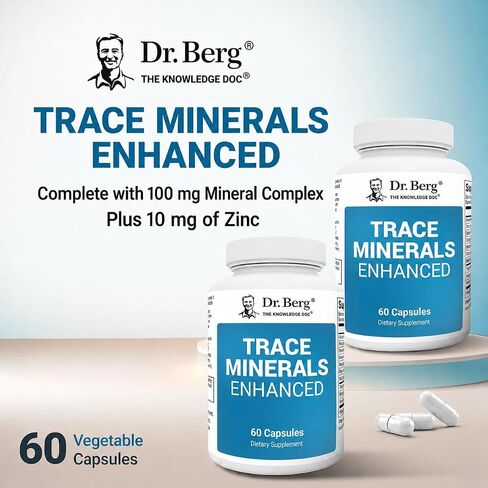Dr. Berg Trace Minerals Enhanced Complex - Complete with 70+ Nutrient-Dense Health Minerals - Made w/Natural Ingredients - Dietary Supplements - 60 Capsules in Kuwait