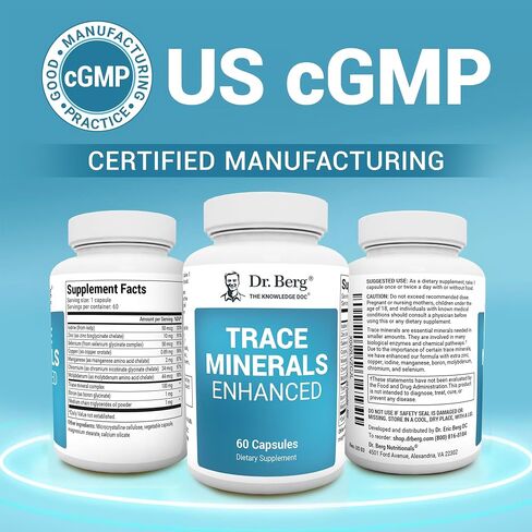 Dr. Berg Trace Minerals Enhanced Complex - Complete with 70+ Nutrient-Dense Health Minerals - Made w/Natural Ingredients - Dietary Supplements - 60 Capsules in Kuwait