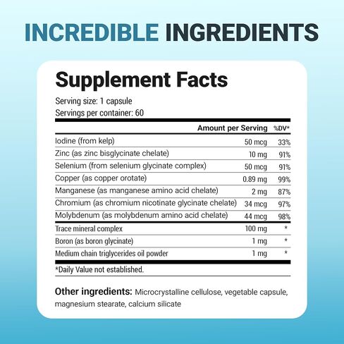 Dr. Berg Trace Minerals Enhanced Complex - Complete with 70+ Nutrient-Dense Health Minerals - Made w/Natural Ingredients - Dietary Supplements - 60 Capsules in Kuwait