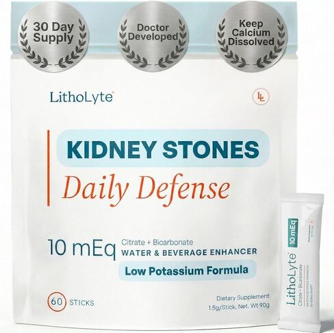 LithoLyte Kidney Health | Water Enhancer 10 mEq, Developed by Urologists, 1-Pack (60 Sticks) in Saudi Arabia