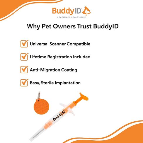 BuddyID ISO Pet Mini Microchip with Lifetime Registration & Starter Tag 5ct in Kuwait