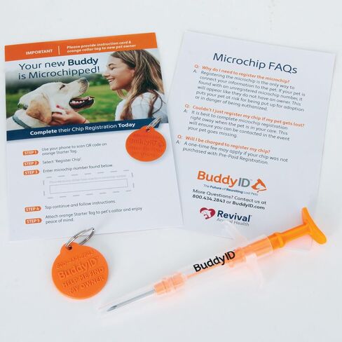 BuddyID ISO Pet Mini Microchip with Lifetime Registration & Starter Tag 5ct in Kuwait