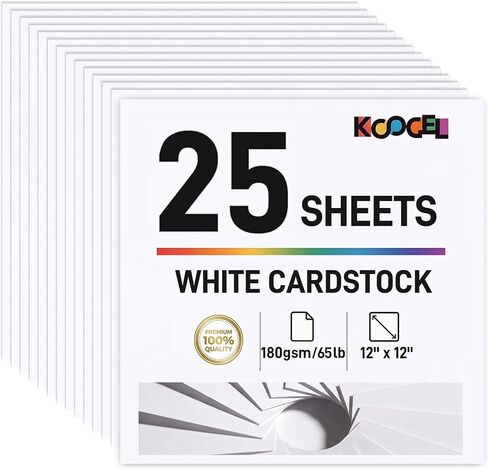 Koogel 60 Sheets White Cardstock, 12 x 12 White Blank Craft Paper, Printer Paper for Painting Invitations Card Making, Back to School Supplies, 70LB/180GSM in Kuwait
