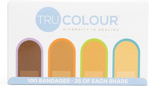 Tru-Colour Skin Tone Shade Fabric Bandages - Flexible, Waterproof, Adhesive Sterile Strips Help Protect Cuts, Scrapes, Scratches - Multicolor, 1 in x 3 in, 100 Count in Saudi Arabia