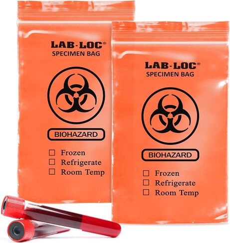 APQ Pack of 1000 Specimen Transfer Bags, Red Opaque 6 x 9 Zipper Bags. 3 Wall Polyethylene Bags 6x9. Plastic Bags for Health Needs. 2 mil. Ideal for Infirmaries. Printed Biohazard. in Kuwait