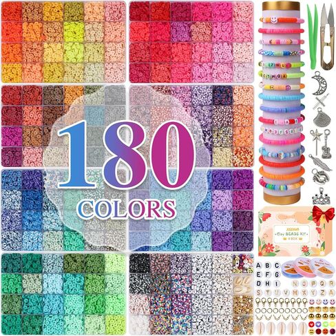 XSEINO 10000PCS Clay Beads Bracelet Making Kit,46Colors in Kuwait