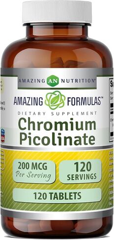 صيغ مذهلة Chromium Picolinate 1000mcg أقراص مكملة | غير معدل وراثيًا | خالي من الغلوتين | صنع في الولايات المتحدة الأمريكية (عدد 120) in Kuwait