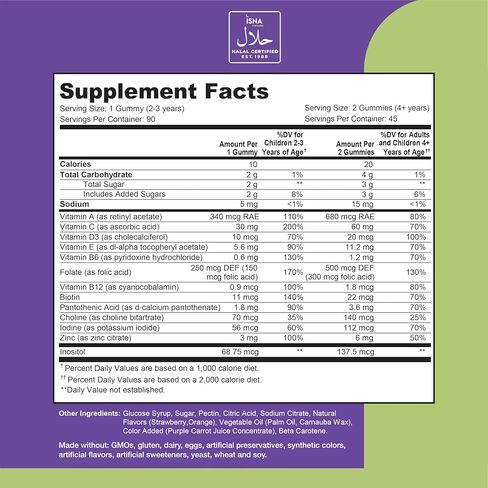 Noor Vitamins Halal Vitamins, Kids Vitamins, Kids Multivitamin Gummies: Vitamin C for Kids, D3, and Zinc for Immunity, B6 & B12 for Energy. Non-GMO, Allergen & Gluten Free Halal Gummies - 90 Count Gummy Vitamins for Kids in Kuwait