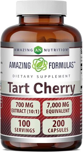 Amazing Formulas Tart Cherry Extract 7000mg Per Serving 200 Capsules Supplement | Non-GMO | Gluten Free | Made in USA in Kuwait