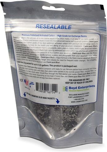Boyd Chemi‑Pure Blue Nano 5‑Pack Aquarium Filtration Media Premium Carbon + Ion‑Exchange Resins in Nylon Bag Clears Toxins, Phosphates & Metals in Kuwait
