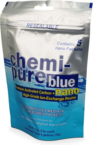 Boyd Chemi‑Pure Blue Nano 5‑Pack Aquarium Filtration Media Premium Carbon + Ion‑Exchange Resins in Nylon Bag Clears Toxins, Phosphates & Metals in Kuwait