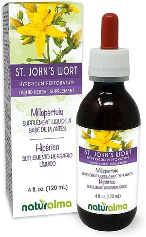 نبتة ناتشورالما سانت جون (Hypericum perforatum) مع صبغة الزهور الخالية من الكحول، 4 أونصة سائلة من المستخلص السائل في قطرات | مكمل عشبي | نباتي | منتج إيطاليا in Kuwait