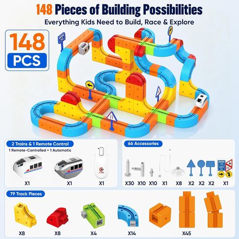 148PCS Electric Train Set for Kids: Remote Control KlickRail Train Set in Saudi Arabia