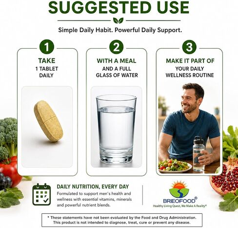 BRIOFOOD Day-to-Day Men's Multi 180 Tablets - Food Based Supplement with Vegetable Source Omegas in Saudi Arabia