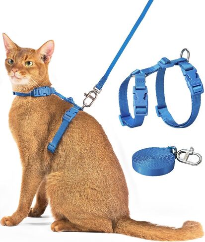 PetThem Adjustable Cat Harness and Leash Set Escape Proof (Blue) in Saudi Arabia