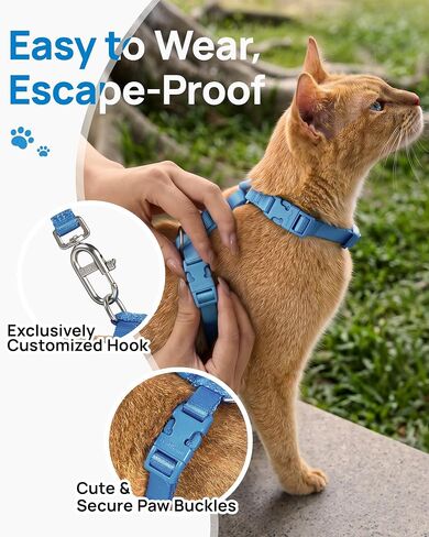 PetThem Adjustable Cat Harness and Leash Set Escape Proof (Blue) in Saudi Arabia