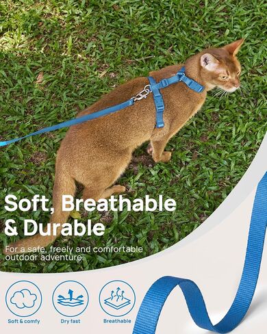 PetThem Adjustable Cat Harness and Leash Set Escape Proof (Blue) in Saudi Arabia