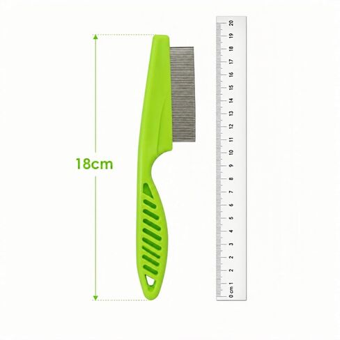 Pet Flea Lice Comb Set,Stainless Steel Dog Cat Grooming Combs,Pet Hair Remover Tool for Removing Dandruff,Loose Fur & Fleas,Curved Non-Slip Handle for Small Medium Pets(4 Pack Green) in Saudi Arabia