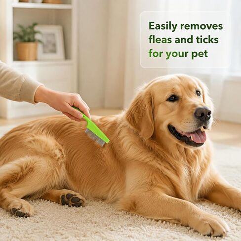 Pet Flea Lice Comb Set,Stainless Steel Dog Cat Grooming Combs,Pet Hair Remover Tool for Removing Dandruff,Loose Fur & Fleas,Curved Non-Slip Handle for Small Medium Pets(4 Pack Green) in Saudi Arabia