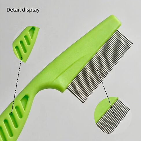 Pet Flea Lice Comb Set,Stainless Steel Dog Cat Grooming Combs,Pet Hair Remover Tool for Removing Dandruff,Loose Fur & Fleas,Curved Non-Slip Handle for Small Medium Pets(4 Pack Green) in Saudi Arabia