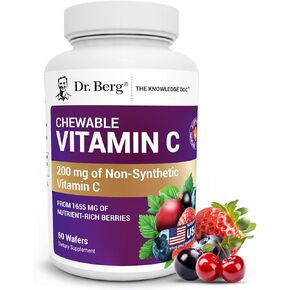 Dr. Berg's Vitamin C Complex Whole Food (60 Chewable) 100% Natural Vitamin C from Just 4 Berries, Non-GMO in Saudi Arabia