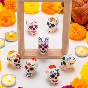 7Pcs Day of the Dead Skulls Decor, Mini Dia De Los Muertos Decorations in Saudi Arabia
