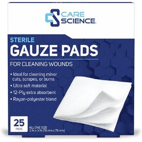Care Science Gauze Pads, 20 ct, Large, 4 X 4 | for Wound Cleaning or Use as a Dressing in Kuwait
