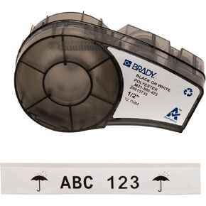 Brady Authentic (M21-375-423) Harsh Environment Polyester Label for Barcode, Solar Panel, and Printed Circuit Board, BlackonWhite- For M210, M210-LAB, M211, BMP21-PLUS and BMP21-LAB, .375"W 21'L in Kuwait