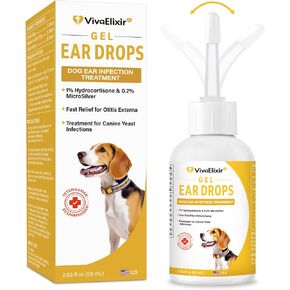 Dog Ear Cleaner, with Hydrocortisone & Microsilver, Ear Infection Treatment for Dogs, Ear Drops for Ear Wax Removal & Itch Relief, Helps Soothe Ear Redness, Irritation & Odor, 2.03 fl oz in Saudi Arabia
