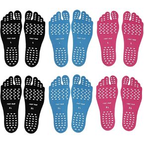 Beach Foot Pads Barefoot Adhesive Invisible Shoes Stick on Foot Pad Stickers Stick on Soles Anti-Slip Waterproof Silicone Unisex Footing Pad For Surfing Yoga Swimming 6 Pack Black Blue 9.5-12 Size in Saudi Arabia