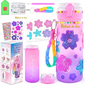 ASIOWELY Decorate Your Own Water Bottle Kits for Girls Age 4-12 Flower in Saudi Arabia