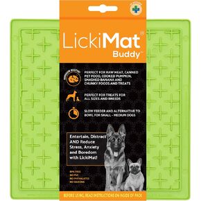 LickiMat Classic Buddy Slow Feeder for Dogs Lick Mat Boredom Anxiety Reducer Perfect for Food Treats Yogurt Liquid Food Peanut Butter Fun Alternative to a Slow Feed Dog Bowl, Green in Saudi Arabia