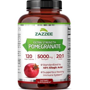 Zazzee Extra Strength Pomegranate 20:1 Extract, 40% Ellagic Acid, 500 mg, 120 Vegan Capsules, Immune and Antioxidant Support, Non-GMO and All-Natural in Kuwait