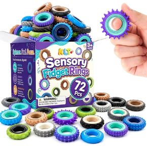 KLT Fidget Toys Bulk for Adult: 72 Pack Textured Spinner Rings Bulk - Quiet Fidget Classroom Prizes - School Rewards for Students - Small Sensory Tools for Autism Calm Focus in Saudi Arabia