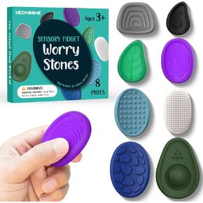 Fidget Toys Adults Sensory Stone: 8 Pack Textured Worry Stones for ADHD Kids Calming Down-Soothing Sensory Toys for Anxiety Relief-Mini Desk Toys for Calm Down-Student Classroom Prizes Fidget Toys in Kuwait
