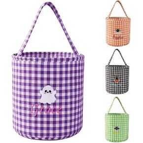 Personalized Halloween Candy Bag with Embroidered Name Custom Trick or Treat Bucket for Kids Reusable Fabric Halloween Basket Cute for Boys Girls Halloween Party Supplies in Kuwait