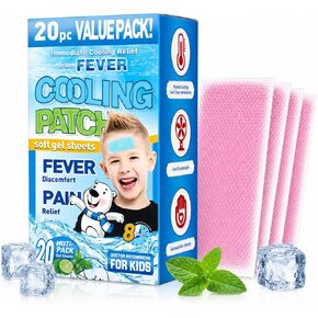 Kids Cooling Patches for Fever Discomfort & Pain Relief, 20 Pcs Cooling Relief Fever Reducer, Soothe Headache Pain in Saudi Arabia