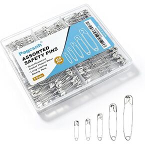 Safety Pins Assorted Sizes 450 Pack, Strong Nickel Plated Steel, Rust Resistant Safety Pins for Clothes Sewing Crafts Pinning (Silver) in Kuwait