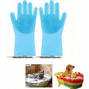 Silicone Dog Grooming Glove for Dogs and Cats, Enhanced Five-Finger Fit, Non-Slip & Extended Cuff, Dual-Sided Pet Bath Brush for Washing, Massage & Deep Cleaning 1 Pair (Pink) in Saudi Arabia