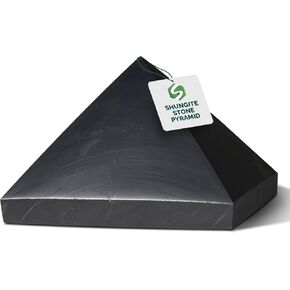 Shungite World هرم Shungite الأصلي مصقول 90 مم / 3.54 بوصة شاكرا الطاقة الطبيعية للشفاء كريستال هرم أسود حقيقي حماية مكتب المنزل ديكور مكتب التأمل ريكي حجر التأريض in Kuwait