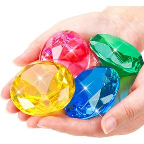 MARFOREVER Extra Big Diving Gems, 60 MM Extra Large Diamond Pool Toys Huge Colorful Acrylic Diamond Gems Pirate Treasure Diving Gems for Summer Water Toys Games Swimming Training Birthday Party Favor in Kuwait