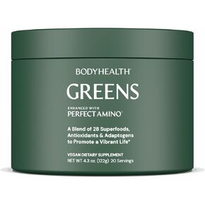 BodyHealth Perfect Greens Formula (30 Svgs) Daily Superfood Green Apple Smoothie Powder with Vegetables, Fruit, Antioxidants, Prebiotics, Probiotics, Fiber, and PerfectAmino Protein in Saudi Arabia